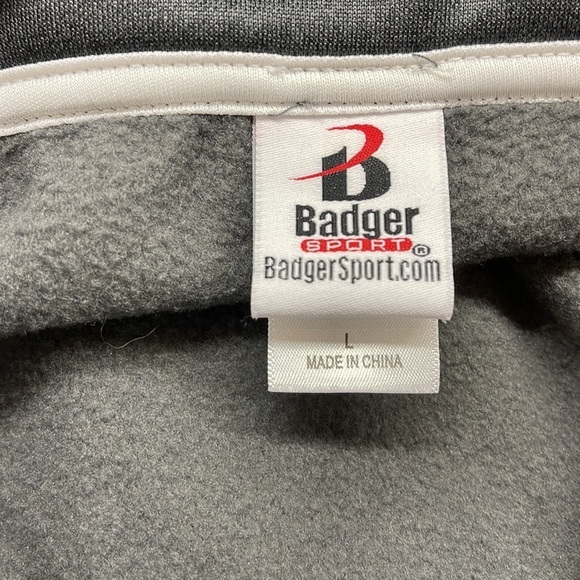 Badger Sport Gray and White 3M Fall Protection 1/4 Zip Pullover Sweatshirt - Picture 6 of 7